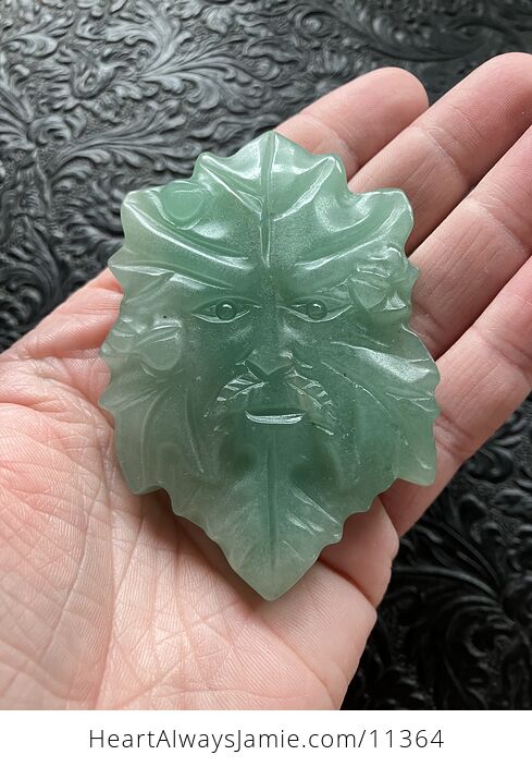 Crystal Carving of the Green Man or Foliate Head Tree God in Green Aventurine - #lT1iRbkphH0-5