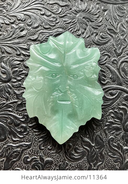 Crystal Carving of the Green Man or Foliate Head Tree God in Green Aventurine - #lT1iRbkphH0-1