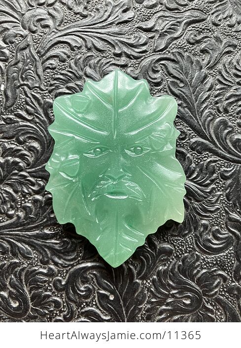 Crystal Carving of the Green Man or Foliate Head Tree God in Green Aventurine - #ufdyuHrwm8w-1
