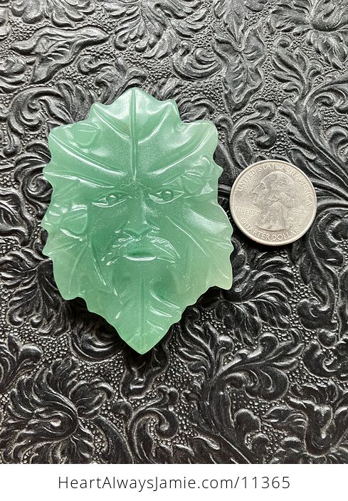 Crystal Carving of the Green Man or Foliate Head Tree God in Green Aventurine - #ufdyuHrwm8w-2