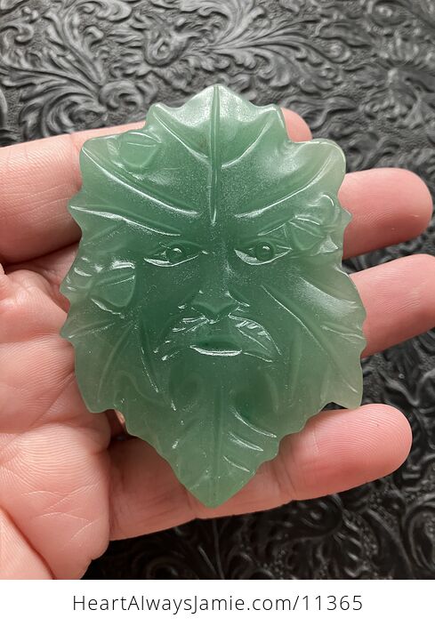 Crystal Carving of the Green Man or Foliate Head Tree God in Green Aventurine - #ufdyuHrwm8w-3