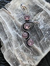 Crystal Pendant of a Curvy Snake with 4 Faceted Pink Topaz Gems #nJsSVRW6xYc