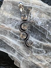 Crystal Pendant of a Curvy Snake with 4 Faceted Topaz Gems #j0Ibrftt2IA