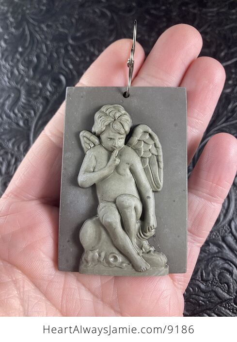 Cupid Hushing Jasper Pendant Stone Jewelry Mini Art Ornament - #hdYk6uDhbV8-1