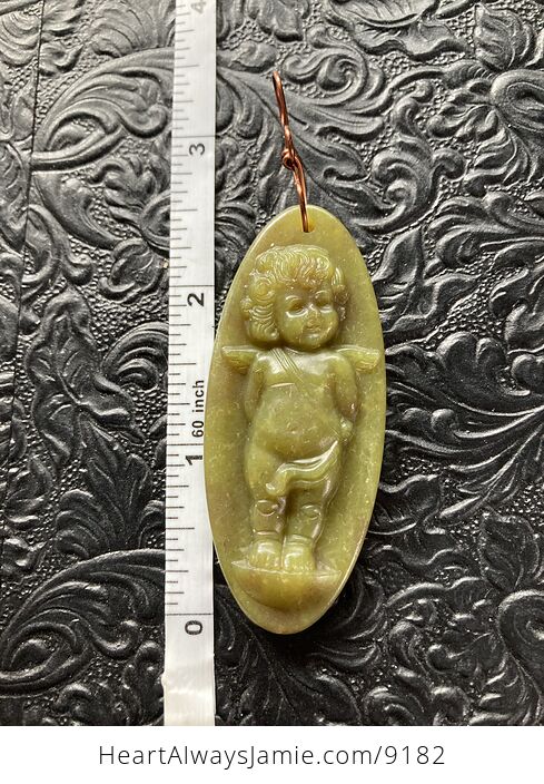 Cupid Lemon Jade Pendant Stone Jewelry Mini Art Ornament - #nE4DxfVQ7kA-3