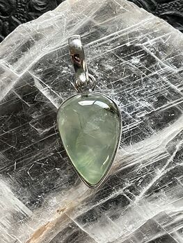 Dainty Green Gemmy Prehnite with Epidote Crystal Stone Jewelry Pendant #R930cWdjqyw
