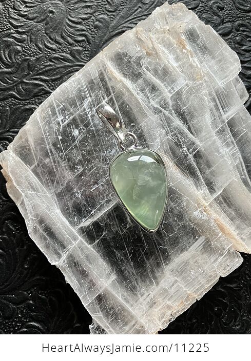 Dainty Green Gemmy Prehnite with Epidote Crystal Stone Jewelry Pendant - #R930cWdjqyw-3