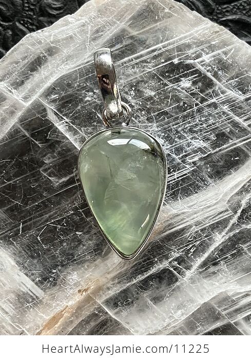 Dainty Green Gemmy Prehnite with Epidote Crystal Stone Jewelry Pendant - #R930cWdjqyw-1