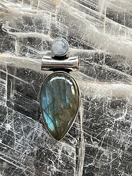 Dainty Rainbow Moonstone and Labradorite Gemstone Crystal Jewelry Pendant #gHuEJ6woM94