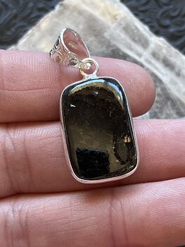 Dainty Rectangular Nuummite Crystal Stone Jewelry Pendant #0CEBMOhMU60
