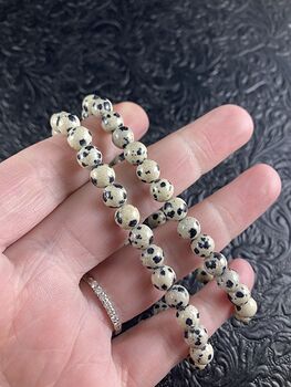 Dalmatian Jasper 6mm Natural Gemstone Jewelry Bracelet #HNdvkHNbm94