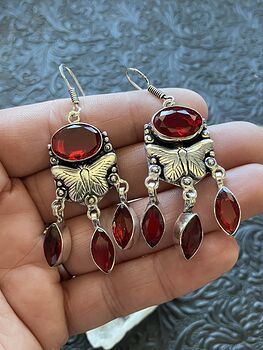 Dangly Faceted Garnet Butterfly Earrings Crystal Stone Jewelry #XKYONZCGvm8