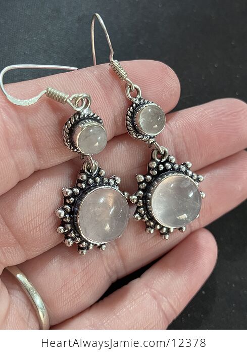 Dangly Rose Quartz Stone Crystal Jewelry Earrings - #CJNJbuSS5Ro-3