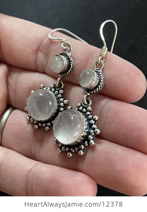 Dangly Rose Quartz Stone Crystal Jewelry Earrings - #CJNJbuSS5Ro-5