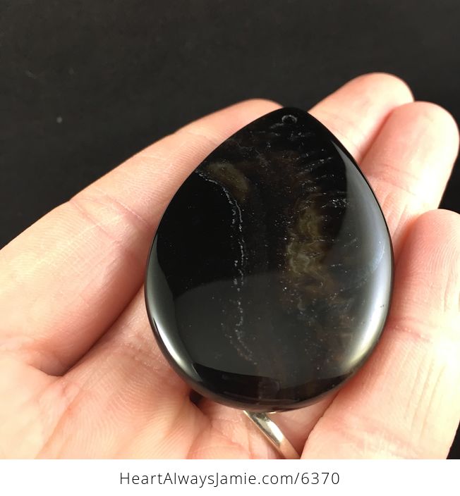 Dark Brown and Black Agate Stone Jewelry Pendant - #HIq08aCtxug-2