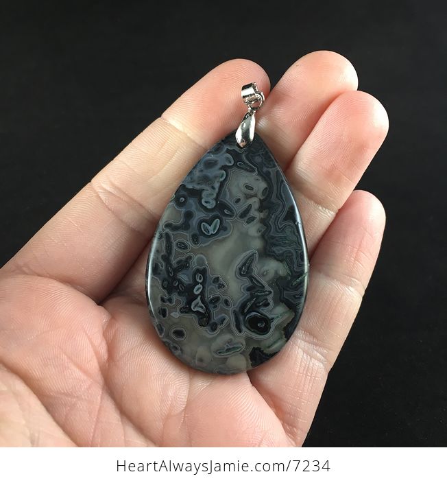 Dark Crazy Lace Mexican Agate Stone Jewelry Pendant - #gP9GAcr9MI8-2