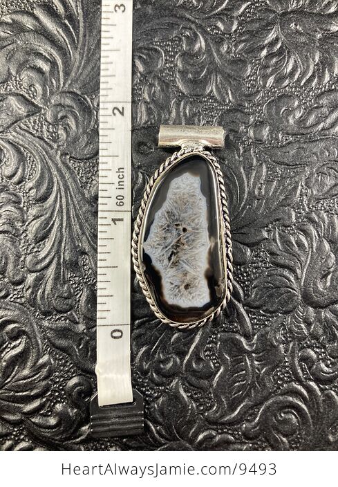 Dark Druzy Geode Agate Slice Crystal Stone Jewelry Pendant - #rM9CopWDQzc-3