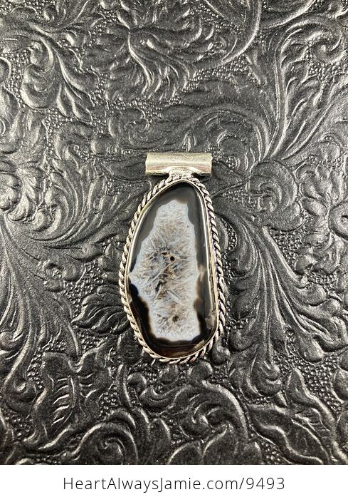 Dark Druzy Geode Agate Slice Crystal Stone Jewelry Pendant - #rM9CopWDQzc-2