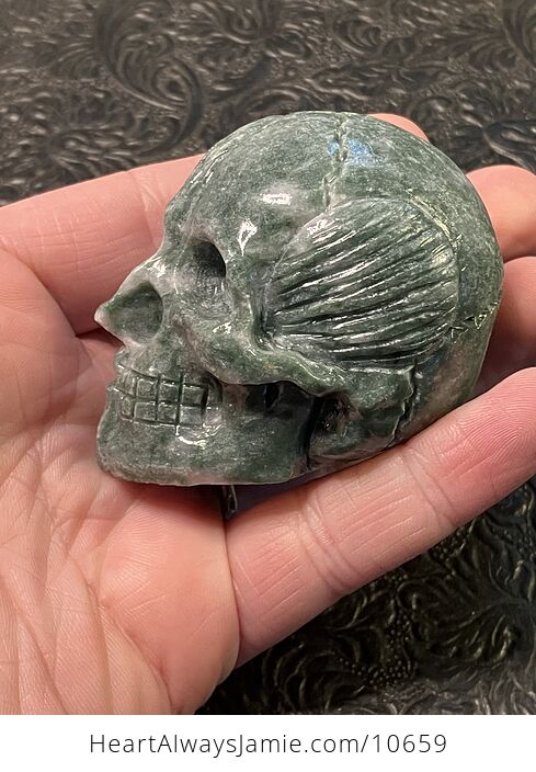 Dark Green Anatomical Human Skull and Muscle Face Crystal Carving - #pn0pAP4omGI-6