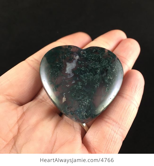 Dark Green Heart Shaped Moss Agate Stone Jewelry Pendant - #AjpUMUXCeFY-2