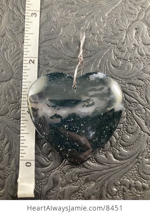 Dark Green Heart Shaped Moss Agate Stone Jewelry Pendant Crystal Ornament - #7NGC0TP89jA-5