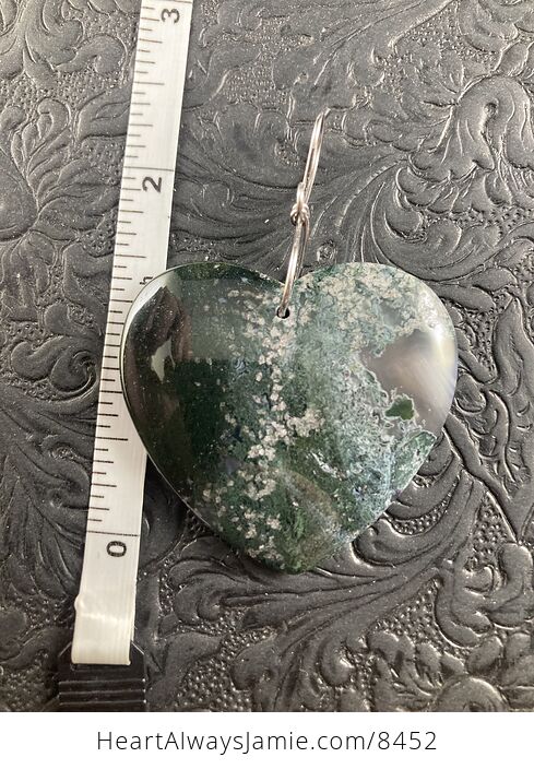 Dark Green Heart Shaped Moss Agate Stone Jewelry Pendant Crystal Ornament - #BDIPmFL8ykw-5