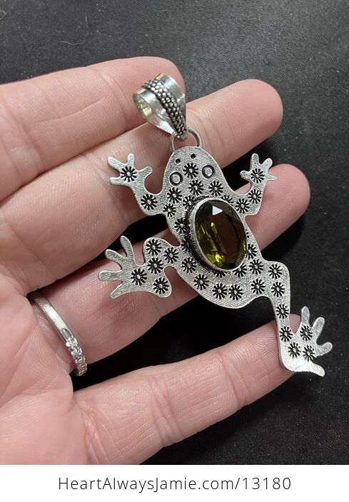 Dark Peridot Frog Stone Jewelry Crystal Pendant - #sotHBfRE8kQ-3