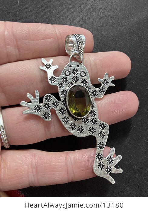 Dark Peridot Frog Stone Jewelry Crystal Pendant - #sotHBfRE8kQ-2