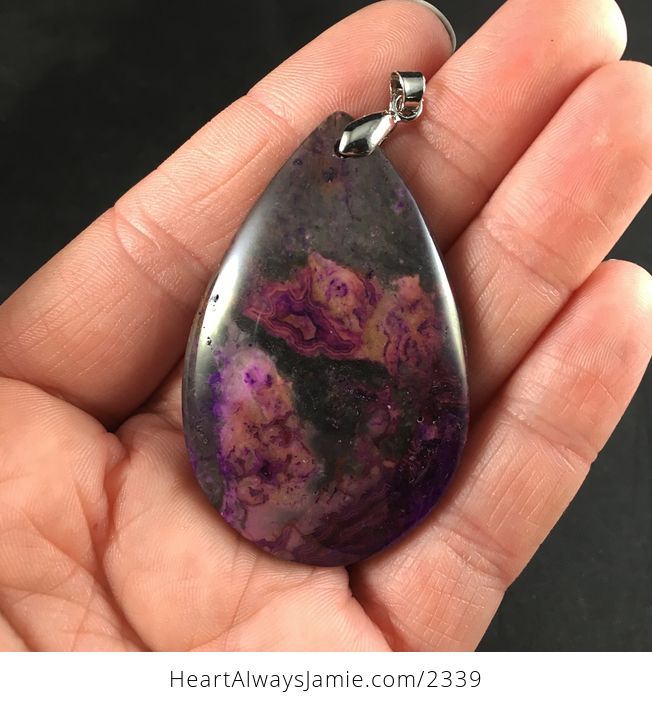 Dark Purple Crazy Lace Agate Stone Pendant - #fDUO3KSL6SQ-1