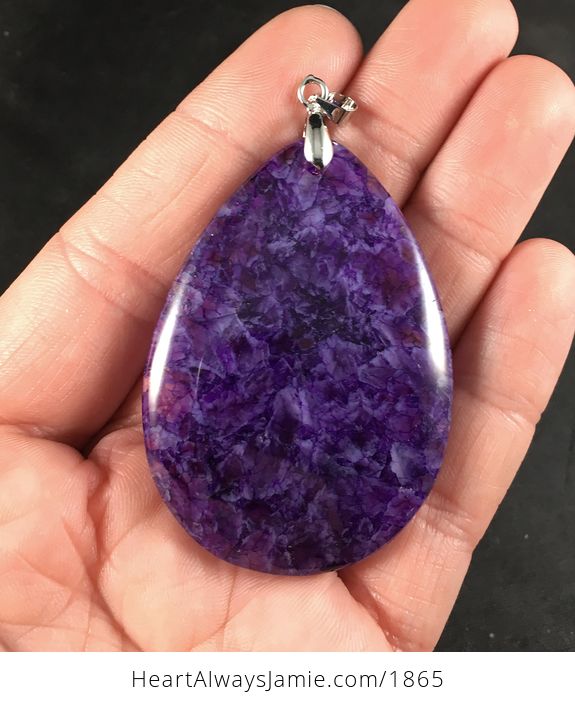 Dark Purple Drusy Agate Stone Pendant - #9bsBCi8ZI6w-1