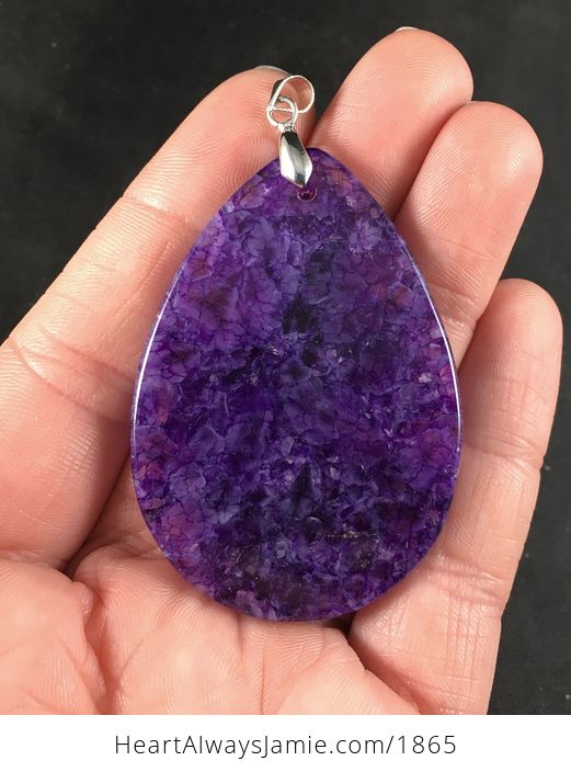 Dark Purple Drusy Agate Stone Pendant Necklace - #9bsBCi8ZI6w-2