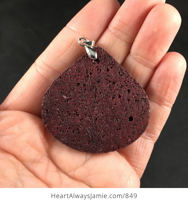 Dark Red Pelelith Vesuvianite Lava Rock Stone Pendant Necklace - #6kwZvnvj1XI-2