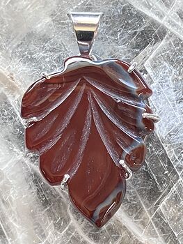 Dark Sardonyx Stone Carved Leaf Stone Jewelry Pendant #HrCxYgV4byQ