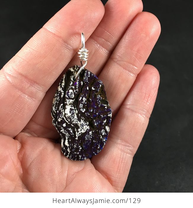 Dazzling Purple and Dark Blue Titanium Druzy Agate Stone Pendant Necklace - #X4z5Ku3cMjM-2