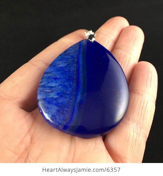 Deep Blue Druzy Agate Stone Jewelry Pendant - #dCXA7vqJZdY-2