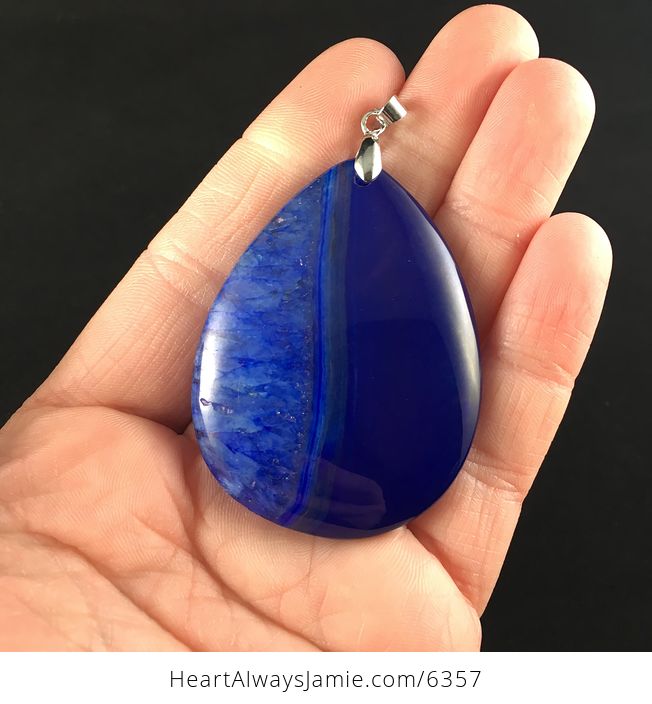 Deep Blue Druzy Agate Stone Jewelry Pendant - #dCXA7vqJZdY-1