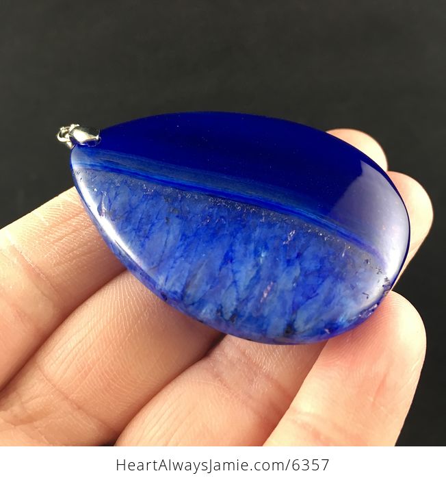 Deep Blue Druzy Agate Stone Jewelry Pendant - #dCXA7vqJZdY-4