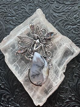 Dendritic Agate Opal Fairy Pendant Stone Crystal Jewelry #SN5ymioqMS4