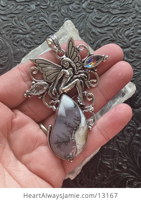 Dendritic Agate Opal Fairy Pendant Stone Crystal Jewelry - #SN5ymioqMS4-3