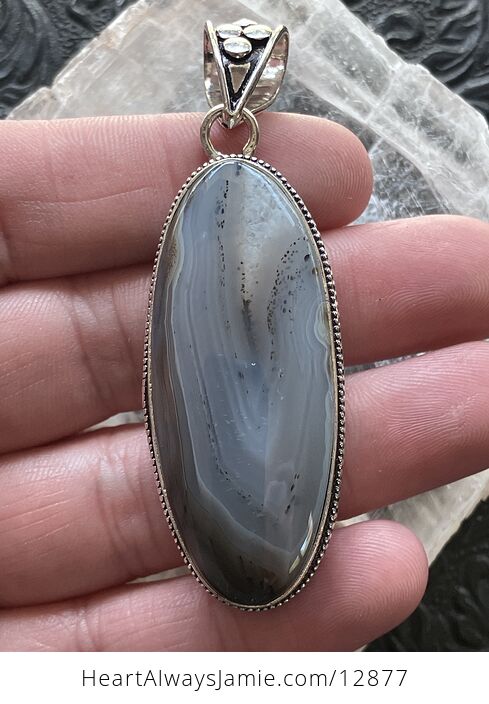 Dendritic Botswana Agate Crystal Stone Jewelry Pendant - #MuAGDVpUJmk-2