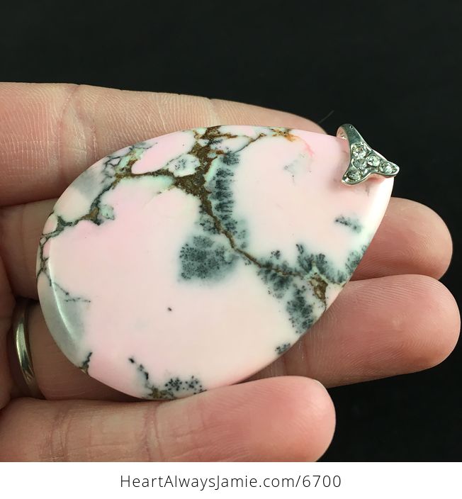 Dendritic Color Treated Opal Stone Jewelry Pendant - #9aa7eMLrk1g-3