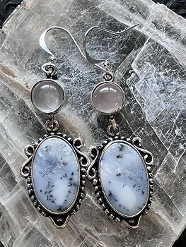 Dendritic Opal Agate Chalcedony Crystal Stone Jewelry Earrings #M6OllFx4byw