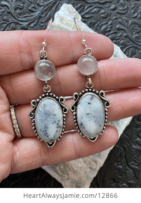 Dendritic Opal Agate Chalcedony Crystal Stone Jewelry Earrings - #M6OllFx4byw-4