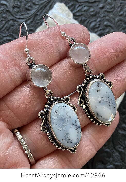 Dendritic Opal Agate Chalcedony Crystal Stone Jewelry Earrings - #M6OllFx4byw-5