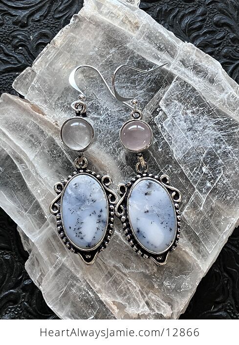 Dendritic Opal Agate Chalcedony Crystal Stone Jewelry Earrings - #M6OllFx4byw-2