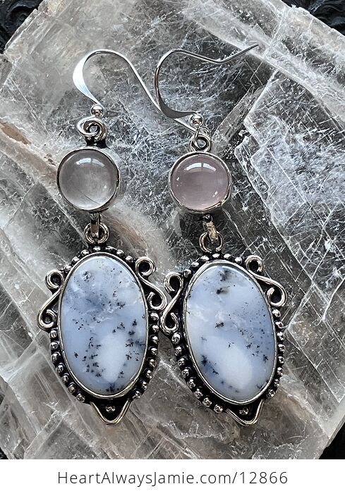 Dendritic Opal Agate Chalcedony Crystal Stone Jewelry Earrings - #M6OllFx4byw-1