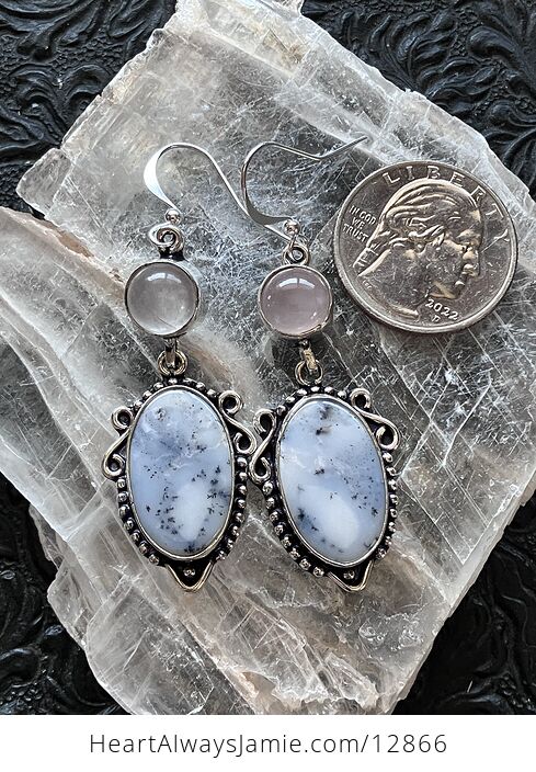 Dendritic Opal Agate Chalcedony Crystal Stone Jewelry Earrings - #M6OllFx4byw-3