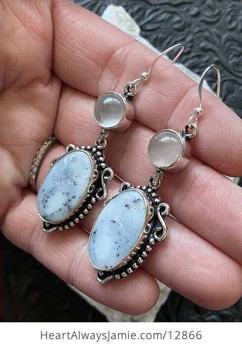 Dendritic Opal Agate Chalcedony Crystal Stone Jewelry Earrings - #M6OllFx4byw-6