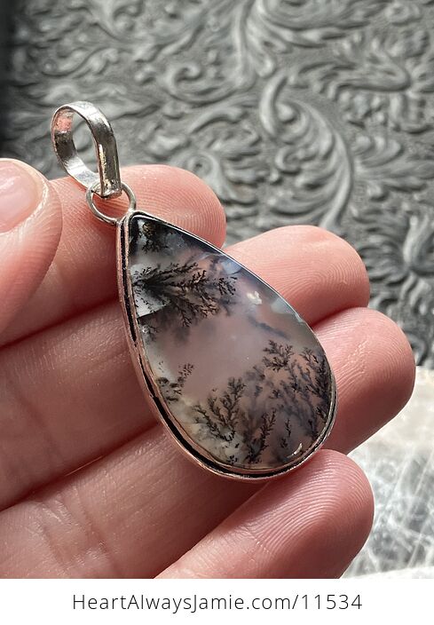 Dendritic Opal Agate Crystal Stone Jewelry Pendant - #bYYsLO7mXMM-3
