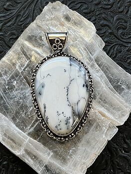 Dendritic Opal Crystal Stone Jewelry Pendant #HhFkE4kFulE